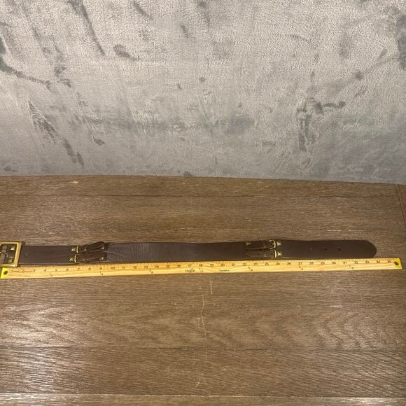 Designer x Lauren Ralph Lauren Dual Strap  Leather Stud Belt Chocolate Small main image 10
